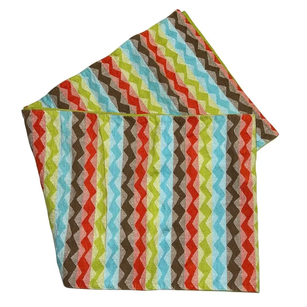 Table Runner Bright and Colorful Wave Chevron Pattern Green Blue Red Brown
